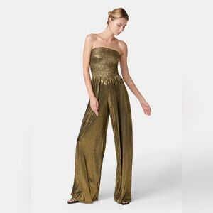 ElUC Alloy Apparel Gold Strapless Jumpsuit Sz XL